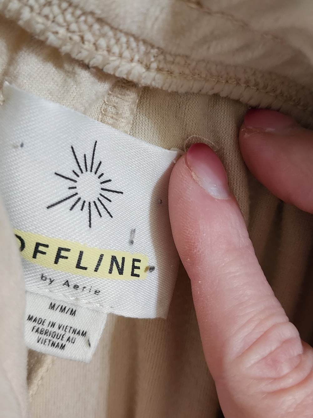 OFFLINE by Aerie Cream Velour Drawstring Cargo Joggers Pants Size M - Picture 3 of 4